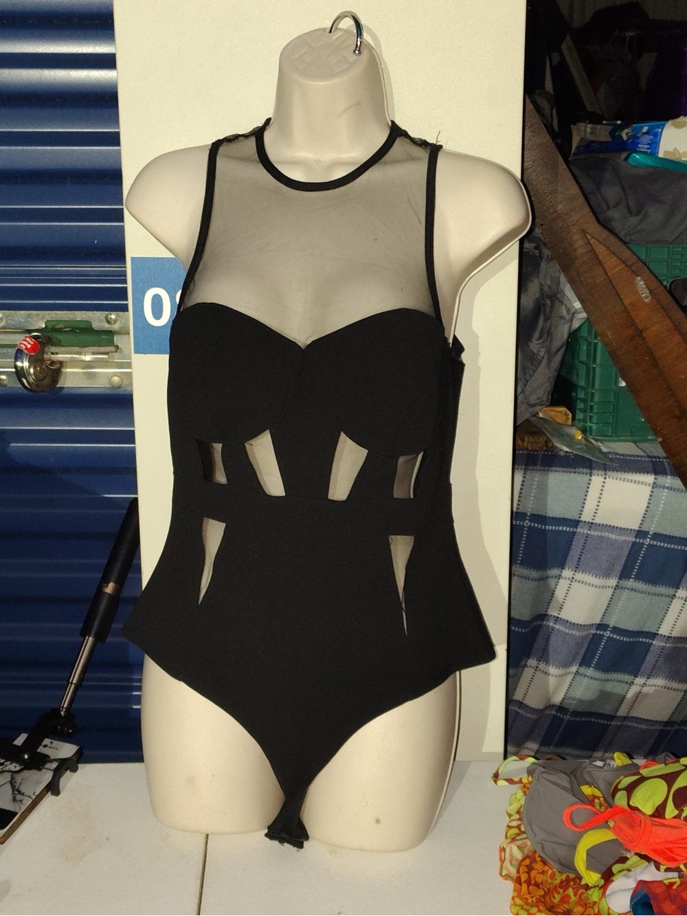 Fashion Nova Black Sheer Mesh Bodysuit